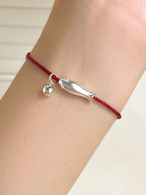 Rosh 925 Sterling Silver Fish Minimalist Handmade  Weave Rope  Bracelet 0