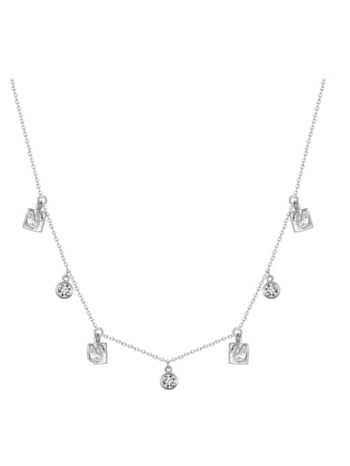 RINNTIN 925 Sterling Silver Cubic Zirconia Geometric Minimalist Necklace 0