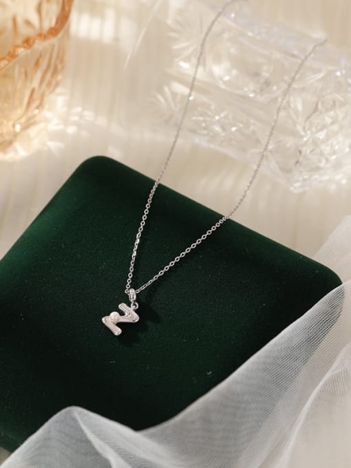NS1066 【 Z 】 925 Sterling Silver Imitation Pearl 26 Letter Minimalist Necklace