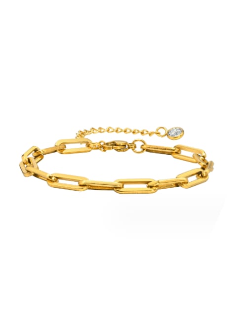 Gold 16 +5CM Stainless steel Geometric  Chain Hip Hop Link Bracelet