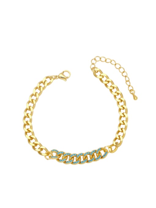 turquoise Brass Rhinestone Geometric Vintage Bracelet