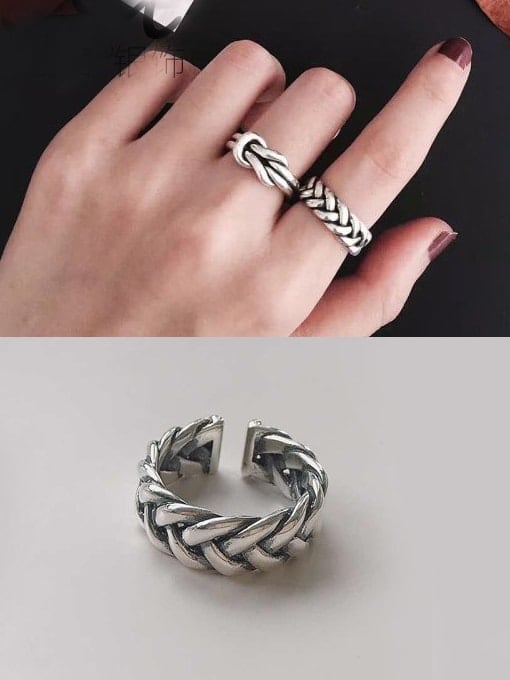 Boomer Cat 925 Sterling Silver knot Vintage  Free Size Band Ring