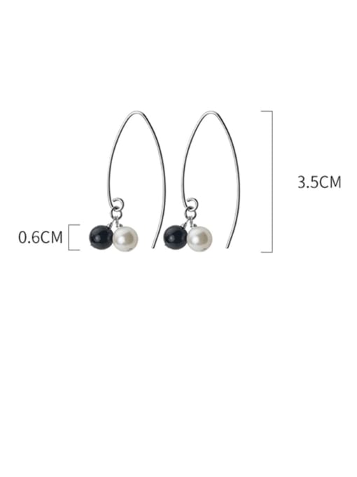 Rosh 925 Sterling Silver Imitation Pearl Black Irregular Minimalist Drop Earring 2