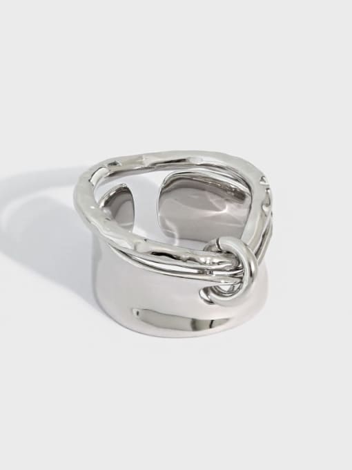 DAKA 925 Sterling Silver Irregular Vintage Band Ring 0