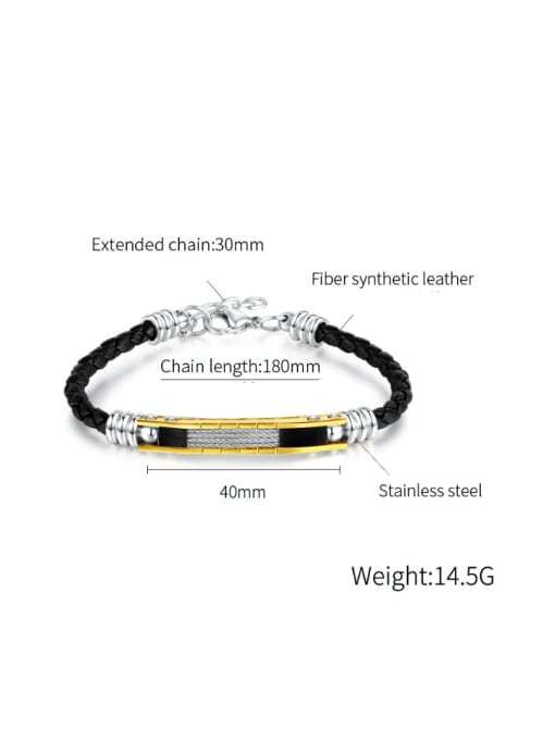Open Sky Titanium Steel Artificial Leather Weave Minimalist Bracelet 2