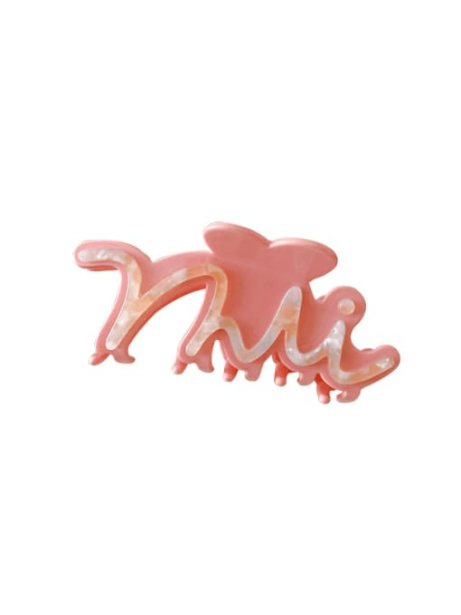 Pink 10.5cm Cellulose Acetate Trend Letter Jaw Hair Claw