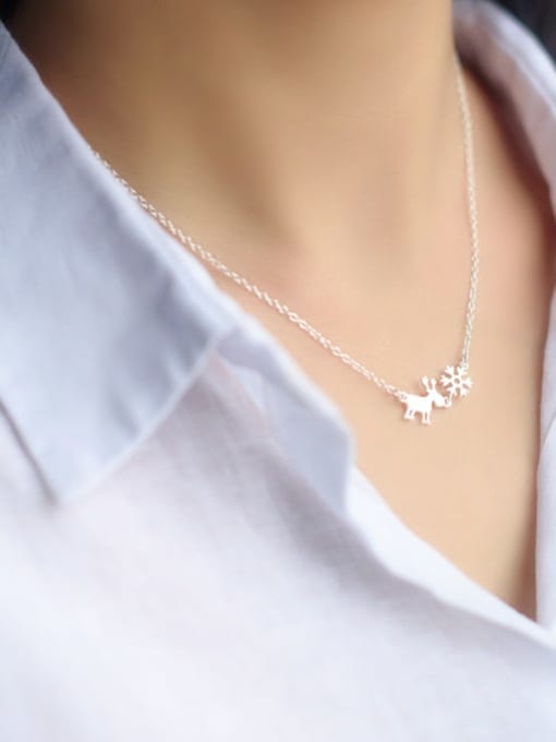 Rosh 925 Sterling Silver Flower Minimalist Christmas  Necklace 1