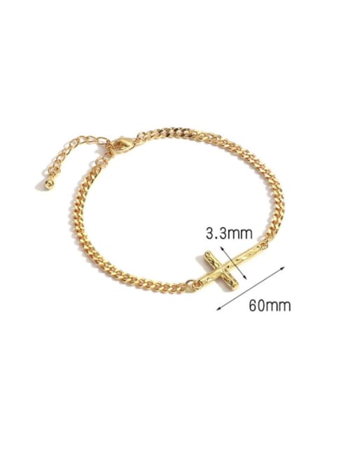 Gold Brass Cross Minimalist Hollow  Chain Link Bracelet