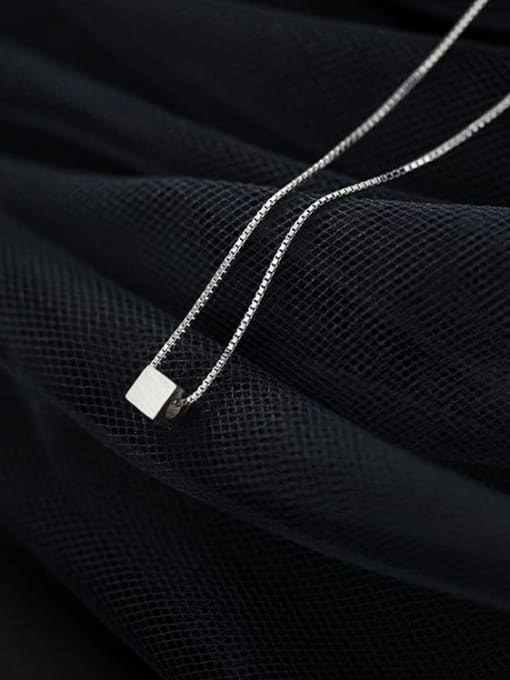 Rosh 925 Sterling Silver Smooth Square Minimalist Necklace 0