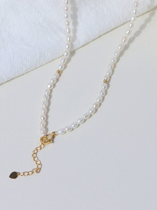 RAIN Brass Freshwater Pearl Geometric Vintage Necklace 3