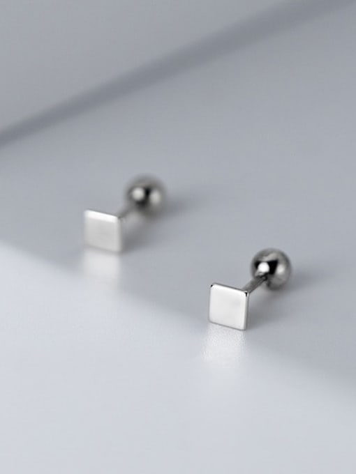 Rosh 925 Sterling Silver Smooth Geometric Minimalist Stud Earring 3