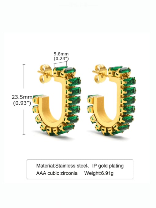 LI MUMU Stainless steel Cubic Zirconia Geometric Vintage Stud Earring 2