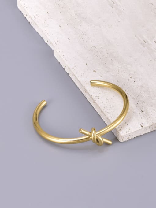 18K gold Titanium Steel Knot Geometric Minimalist Cuff Bangle