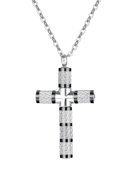 Open Sky Titanium Steel Cubic Zirconia Cross Minimalist Necklace 0
