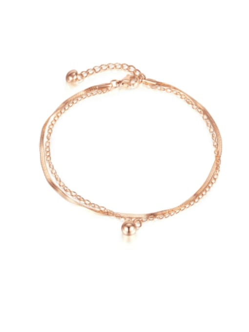138 Rose gold foot chain Titanium Steel Geometric Minimalist Double Layer Anklet