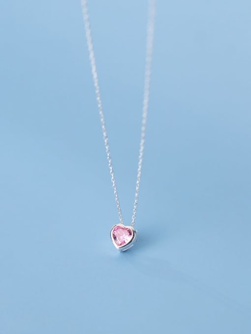 Rosh 925 Sterling Silver Cubic Zirconia Heart Minimalist Necklace 2