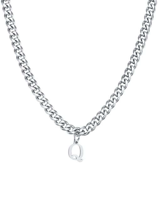 Q Stainless steel Letter Hip Hop Hollow Chain Necklace