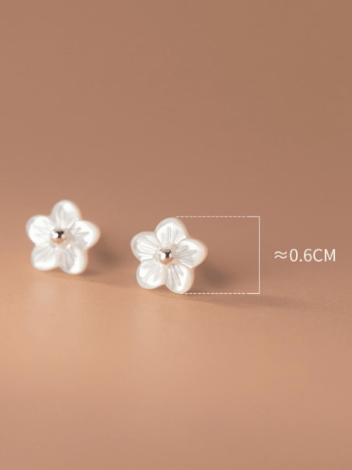 Rosh 925 Sterling Silver Shell Flower Minimalist Stud Earring 3