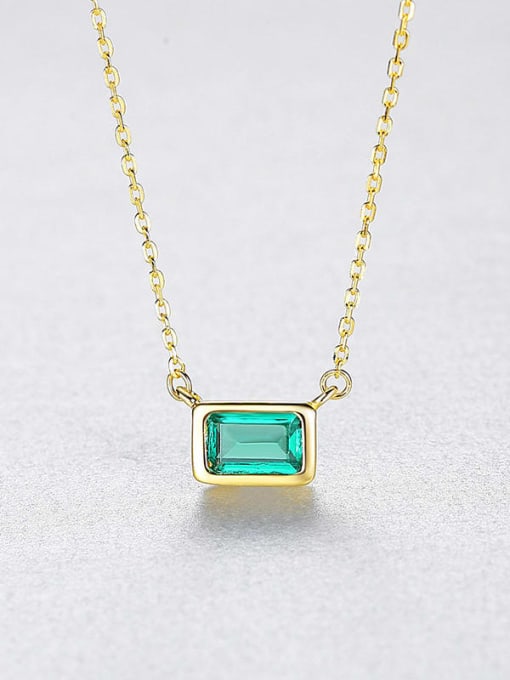 gold 925 Sterling Silver Cubic Zirconia Geometric Minimalist Necklace
