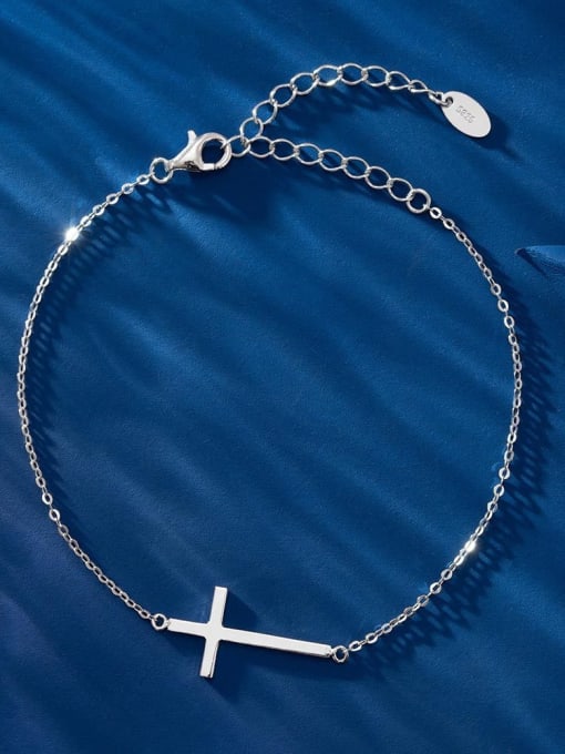 RINNTIN 925 Sterling Silver Cross Minimalist Link Bracelet 3