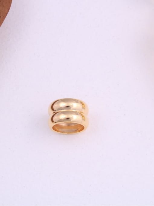 GROSE Titanium With Imitation Gold Plated Simplistic  Double Layer  Irregular Band Rings 2