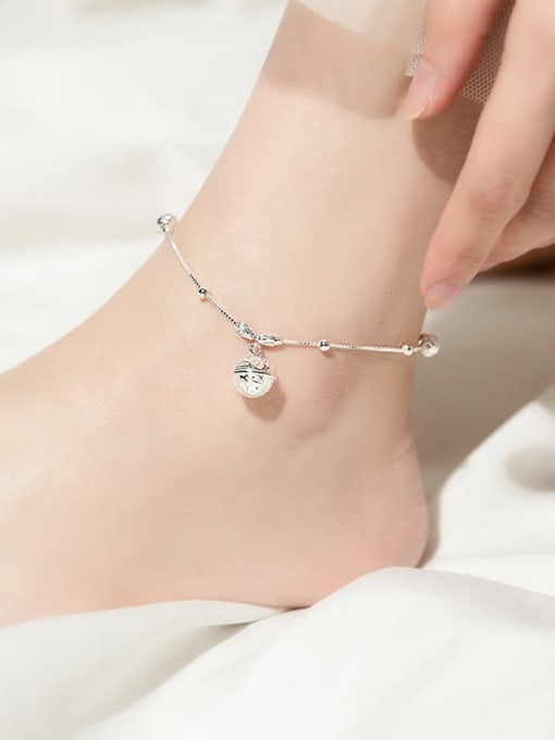 Rosh 925 Sterling Silver Cute Bell   Anklet 1