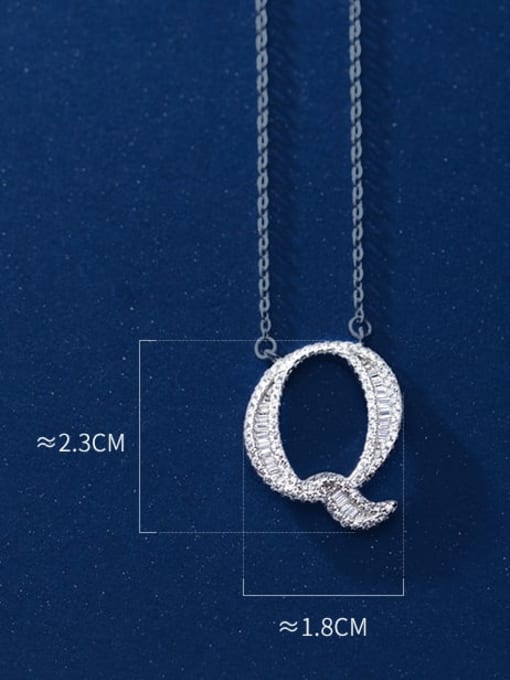 letter Q 925 Sterling Silver Simple Fashion full diamond letters pendant  Necklace