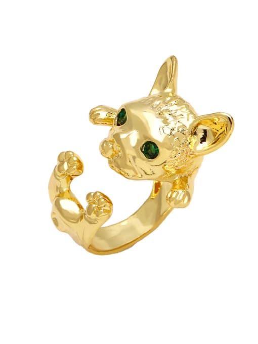 dog Brass Enamel Icon Cute Band Ring