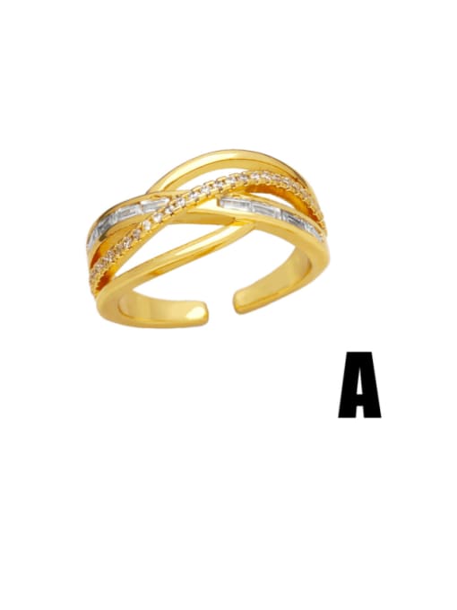 A Brass Cubic Zirconia Heart Minimalist Band Ring