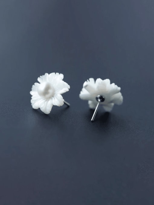 Rosh 925 Sterling Silver Shell Flower Dainty Stud Earring 2