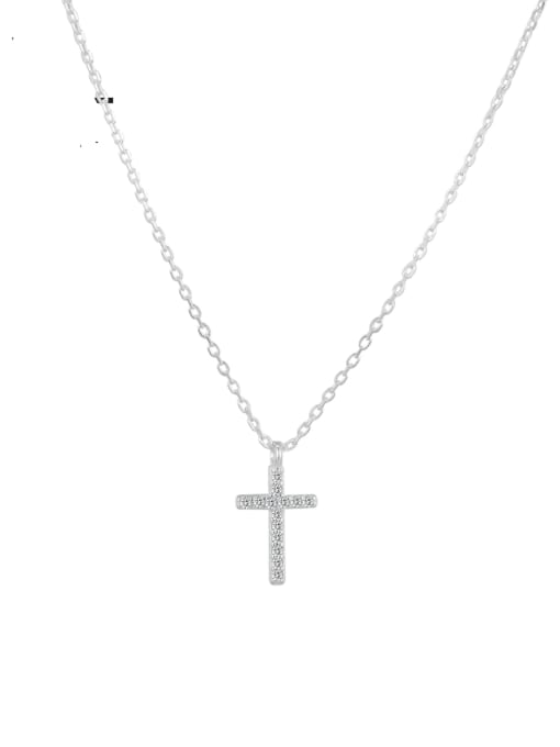 XBOX 925 Sterling Silver Cubic Zirconia Cross Minimalist Necklace 0