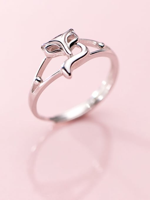Rosh 925 Sterling Silver Hollow Fox Cute Free Size Ring 0