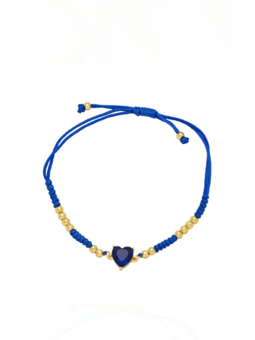 blue Brass Cubic Zirconia Weave Vintage Adjustable Bracelet