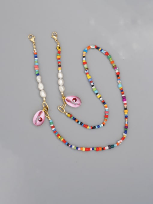 Roxi Stainless steel Imitation Pearl Multi Color Enamel Letter Bohemia Hand-woven Necklace 3