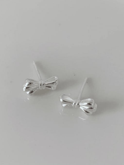 Boomer Cat 925 Sterling Silver Bowknot Vintage Stud Earring 3