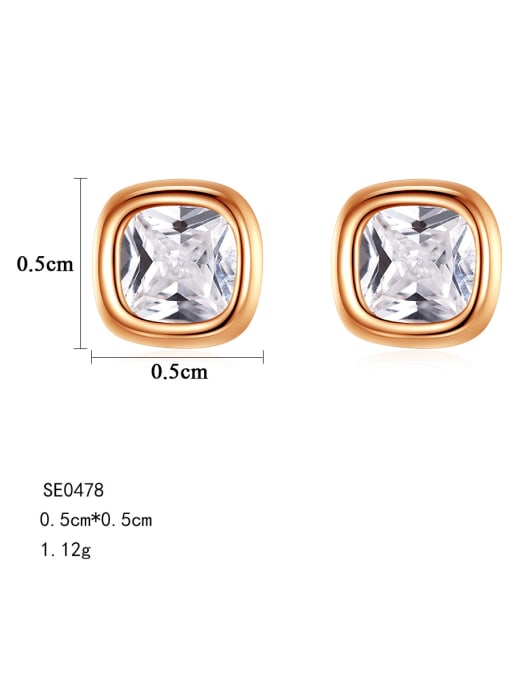 CCUI 925 Sterling Silver Glass stone Square Minimalist Stud Earring 4
