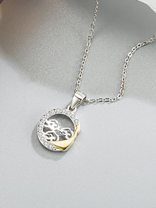 HAHN 925 Sterling Silver Rhinestone Moon Minimalist Pendant Necklace 4