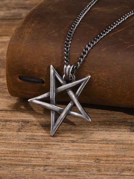 CONG Stainless steel Pentagram Hip Hop Necklace 3