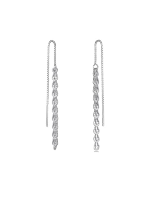 Platinum, weight 1.3g 925 Sterling Silver Tassel Minimalist Threader Earring