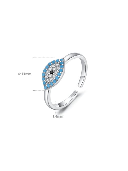 S925 Sterling Silver 925 Sterling Silver Cubic Zirconia Evil Eye Cute Band Ring