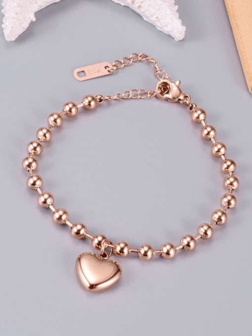 A TEEM Titanium Smooth Heart Trend Beaded Bracelet 1