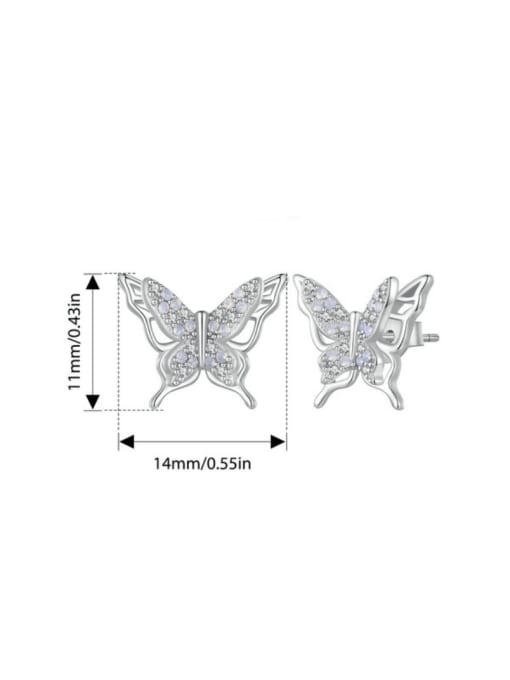 Jare 925 Sterling Silver Cubic Zirconia Butterfly Cute Stud Earring 2
