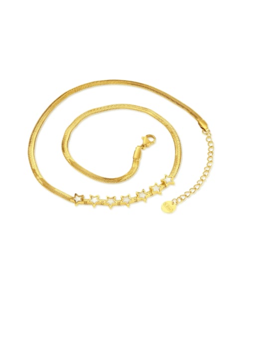 GX2391 Steel Necklace Gold Stainless steel Cubic Zirconia Snake bone chain Minimalist Necklace