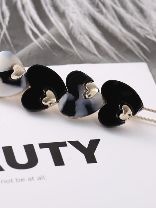 Black and white Cellulose Acetate Minimalist Heart Hair Pin