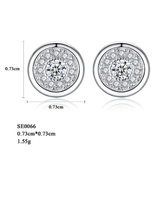 CCUI 925 Sterling Silver Cubic Zirconia  Round Minimalist Stud Earring 2