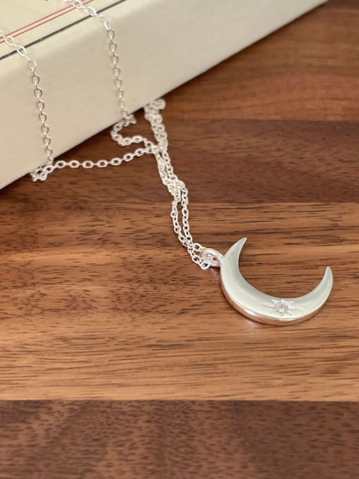 Boomer Cat 925 Sterling Silver Moon Minimalist Necklace 2