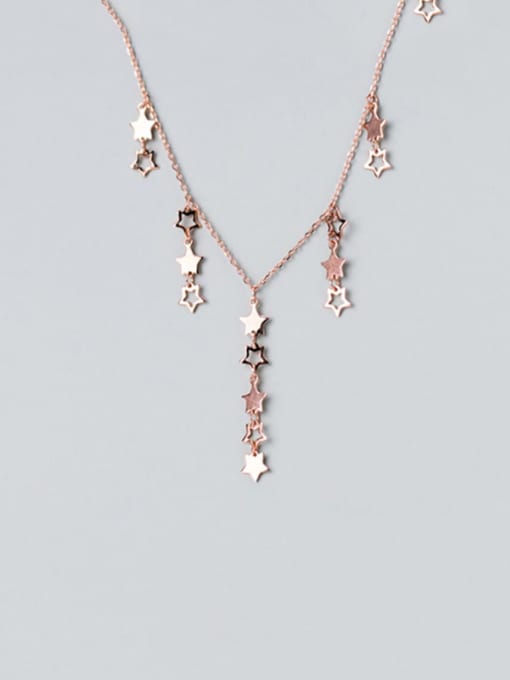 Rosh 925 Sterling Silver  Minimalist  Hollow Star Tassel  Necklace 1