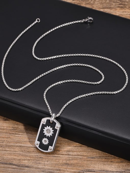 PN 1938S 2 Chain Matching Stainless steel Geometric Hip Hop Long Strand Necklace