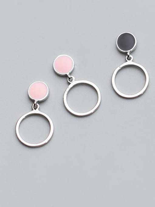 Rosh 925 Sterling Silver Hollow Round  Minimalist Drop Earring