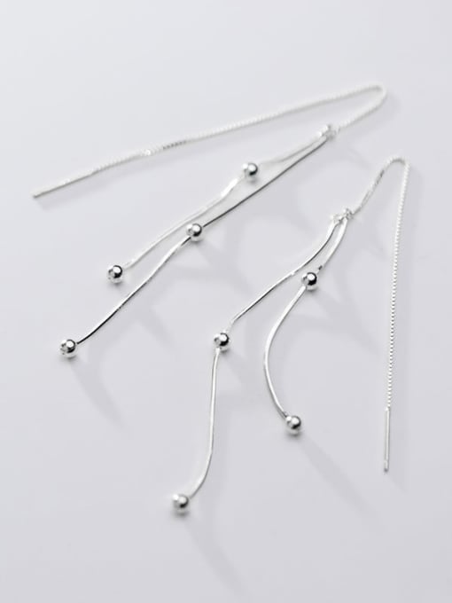 Rosh 925 Sterling Silver Bead Tassel Minimalist Threader Earring 2